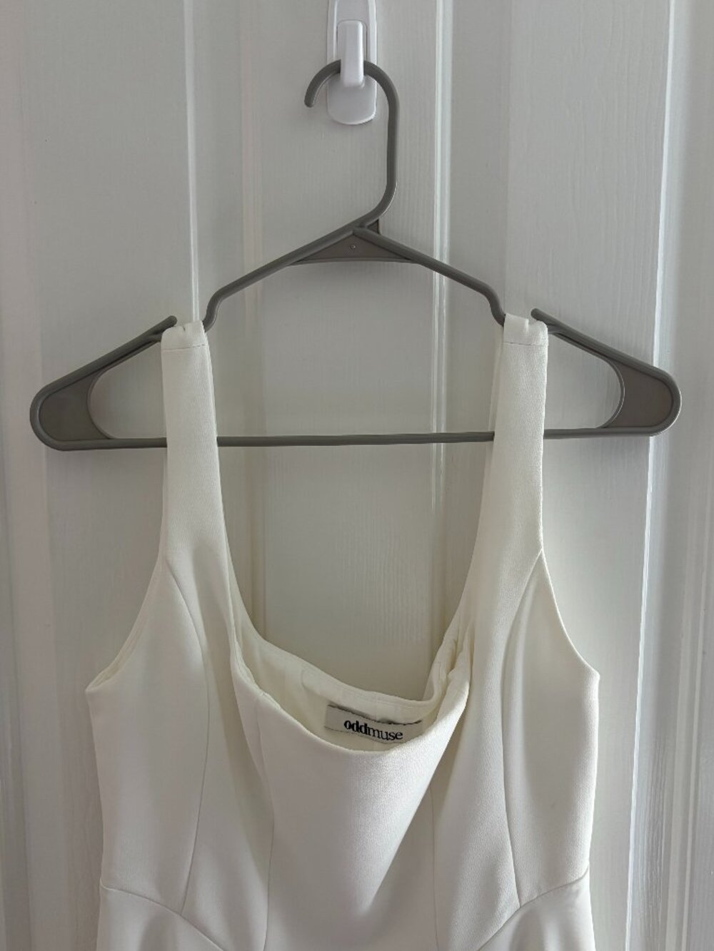 Odd Muse White Square Neck Midi Dress Large